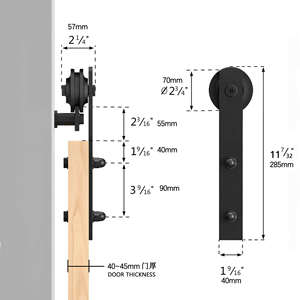 Heavy Duty Industrial Steel Double Steel Roller Guide Sliding System Barn Door Hardware Kit <b>Set</b> for Bathroom Bedroom <b>Screw</b> - Product Image 4