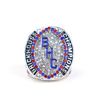 Bagues de championnat du monde unisexes en alliage plaqué or avec incrustation de coquillages et design unique en émail rouge pour le football, personnalisables