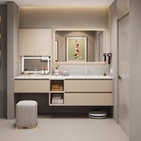 Meuble de salle de bain et coiffeuse combinés, en céramique, mural, style américain, écologique, durable, personnalisable pour appartement