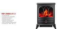 Nouvelle cheminée électrique noire 3 faces Design-A1-3 220V 900/1800W avec dispositif de coupure thermique de sécurité