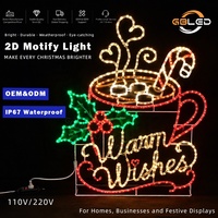 Motif lumineux LED 2D personnalisé, CRI élevé, AC220V, IP65, décoration extérieure pour le Ramadan, l'Aïd, Noël, les fêtes, la rue, la ville, le paysage