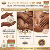 Crème de massage réduisant l'apparence des vergetures avec collagène, huile d'argan, booster d'élastine et beurre de cacao