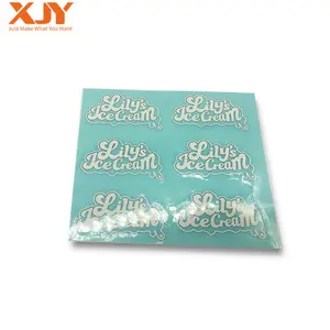 XJY Uv Transferable Sticker Gold 3d private label Logo Metal Trademark Vinyl Custom Printing Metallic Uv Transfer Labels