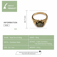 Bague unie pour femme en zircone cubique ovale avec placage sous vide en or 14K et design à épaule côtelée pour usage quotidien
