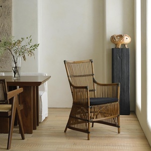 Waby-sabi kursi <span class=keywords><strong>Sofa</strong></span> rotan asli, kursi ruang belajar Modern, kursi rotan tua sederhana, sandaran tangan kayu padat untuk bar
