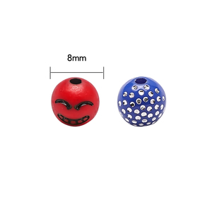 ZHB 8mm perles acryliques rondes 200 pièces sourire émoticône Rose à motifs boule de points en plastique perles entretoises rondes pour la fabrication de bijoux - Product Image 2