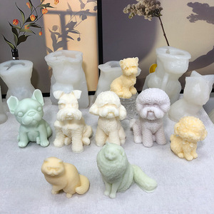 Vente chaude Teddy chien aromathérapie bougie Silicone moule souriant <span class=keywords><strong>chats</strong></span> Silicone savon crème glacée moule décor à la maison résine artisanat - Product Image 3