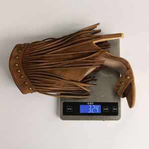 Women Tassels Summer Short Booties Rivets Single Band Side Zipper Ankle <b>Boots</b> Thin High Heels Sandals Big Size 48 Suede Shoes - Product Image 5