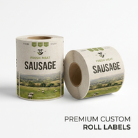 Étiquettes d'emballage pour viande de saucisse en rouleau, autocollants personnalisés de qualité alimentaire, imperméables et résistants à l'huile pour boîtes et sacs