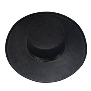 Black Flat Top Wide Brim Plush Fedora <b>Hat</b> Adjustable Minimalist <b>for</b> Casual <b>Wedding</b> Party - Product Image 2