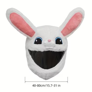 Housse de casque de moto intégrale en peluche motif lapin de dessin animé pour activités de plein air - Product Image 1