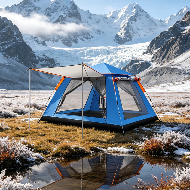 UV Filter Sun Protection Layer folding camping tent with Extended Awning Shade Tent Camping Outdoor Waterproof for Beach Shelter