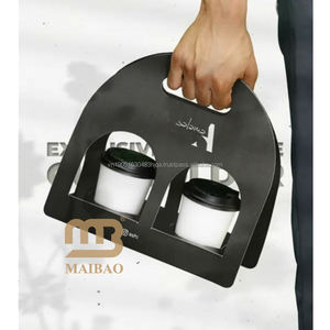 Portavasos Doble Ecológico para Café Caliente con Asa, para 2 Vasos de Papel, Personalizado para Cafeterías Premium - Product Image 2