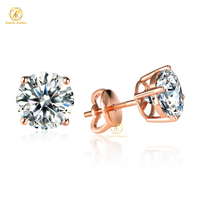Prix de gros Certificat IGI Or 14K 18K Diamants de laboratoire CVD HPHT 0.5CT 1CT 2CT Clous d'oreilles à visser