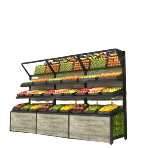 Estantes de frutas contra la pared con estante de frutas y verduras de gran capacidad Estantería de tienda de exhibición de supermercado