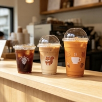 Gobelet en plastique PET avec logo personnalisé imprimé, jetable, pour jus et café