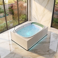 Baignoire SPA contemporaine pour deux personnes en acrylique, 33 jets au total, rideau d'eau lumineux, pour projets résidentiels