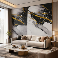 Panneau mural en PVC UV effet marbre moderne, brillant, imperméable, pierre artificielle, décoration murale résidentielle et commerciale, vente directe d'usine 5