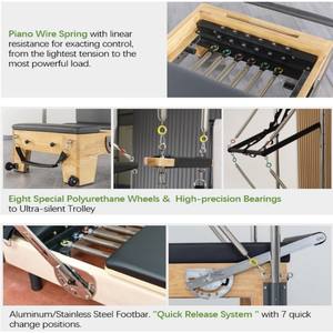 Деревянная кровать-реформер для пилатеса из дуба для тренировок всего тела, оборудование для пилатеса Cadillac - Product Image 5