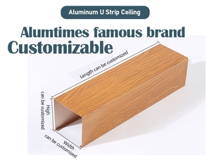 Sistema di Controsoffitto alla Moda a Forma di U, in Alluminio con Impiallacciatura Effetto Legno, per Decorazione Cucina - Product Image 5