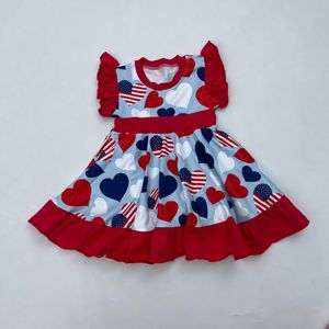 Qingli OEM quarto di July Boutique abbigliamento per bambini abiti da <span class=keywords><strong>ragazza</strong></span> personalizzati <span class=keywords><strong>blu</strong></span> e rosso vestito da bambino per le ragazze - Product Image 2