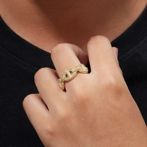Yellow <b>Gold</b> Moissanite <b>Cocktail</b> <b>Ring</b> Round Brilliant Cut Pave Setting Geometric Design Luxury Unisex Jewelry - Product Image 3