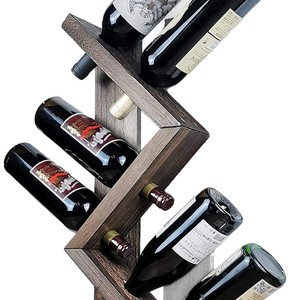 Estante de vino de madera para montar en la pared, 3 niveles, estilo minimalista, para almacenamiento y exhibición en la sala de estar - Product Image 5