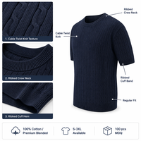 T-shirt tricoté pour homme, personnalisable, vierge, vente en gros, 240g, coupe ample, haute qualité, décontracté, manches courtes