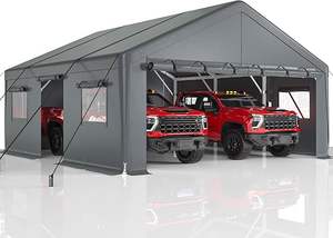 Extra Grote 20X20 Zware Metalen Carport Weerbestendige Oprolbare Garage Ramen Voor Alle Weersomstandigheden Voor Auto 'S - Product Image 2