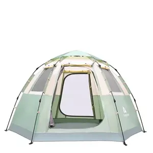 육각형 자동 텐트 간소화 설치 야외 모험을 위한 넓은 실내 및 번거롭지 않은 야외 쉼터