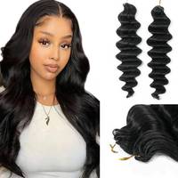 Cheveux humains brésiliens naturels pour crochet, pré-bouclés, ondulés, avec nœuds miracle, non traités