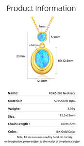 S925 Sterling Silver Rhodium Plated Two Stone Blue <b>Opal</b> Claw Set Dainty Minimalist Wedding Pendant <b>Necklace</b> for Women - Product Image 3