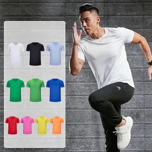 Mannen Sport Fitness Workout Running Shirts Gym T-shirts Mesh Polyester Top Custom Logo