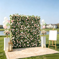 QDROYAL Panneau mural en soie rose 3D avec roses, fait main, léger et durable, style naturel, respectueux de l'environnement