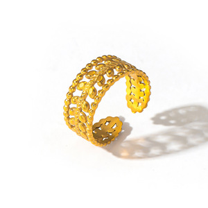 Bán buôn tempusort 18K mạ vàng thép không gỉ nhẫn cưới Inlay Claw thiết lập thiết kế rỗng hợp thời trang phong cách thời trang Nhẫn - Product Image 5