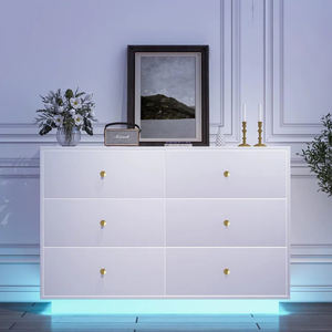 <span class=keywords><strong>Commode</strong></span> à <span class=keywords><strong>tiroirs</strong></span> en bois blanc bon marché avec éclairage LED, <span class=keywords><strong>6</strong></span> <span class=keywords><strong>tiroirs</strong></span>, meubles de chambre à coucher - Product Image 1