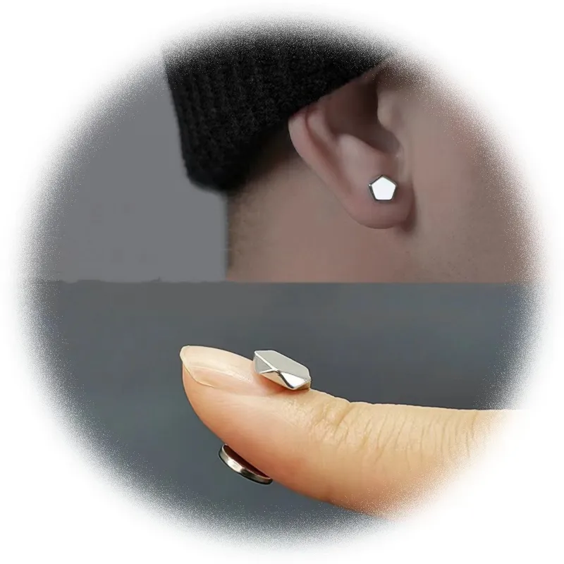 Punk Jewelry Gift Non Pierced Magnet Earring Rhombus Stud Magnetic Earrings for Men Women
