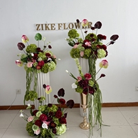 Veranstaltungssaal-Dekoration Grüne Hortensien Künstliche Blumen Rosa Rosen Weiße Blumenkugel Hochzeitstisch-Mittelstück-Dekoration