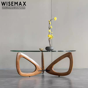 Wisemax japandi Bàn cà phê gỗ thiết kế hiện đại đồ nội thất phòng khách Mesa de Centro Para Sala gỗ tròn trung tâm bàn trà - Product Image 5