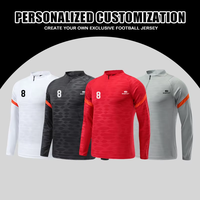 Jersey Sepak Bola Lengan Panjang Remaja Pria 100% Poliester Logo Kustom Depan/Belakang Nomor Tim Cepat Kering Bernapas