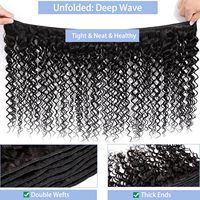 Extensiones de Cabello Virgen Remy 15A, Ondulado Profundo, Doble Trama, Paquete a Granel, 100% Virgen, Permanente, Todos los Colores para Mujer Negra