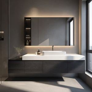 2025 OEM Juerte Moderno Conjunto de Muebles de Baño de Madera Maciza con Espejo, Lavabo, Grifo y Gabinete con Desagüe de Cobre - Muebles de Dormitorio de Gran Venta - Product Image 5