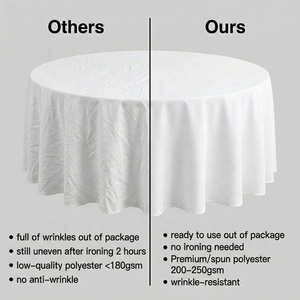 <span class=keywords><strong>Nappe</strong></span> ronde en polyester blanche de 132 pouces, résistante aux taches, <span class=keywords><strong>anti</strong></span>-boulochage, lavable, de qualité supérieure, pour mariage et fête - Product Image 2