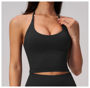 Women Seamless Halter Neck Sports Bra <strong>Low</strong> <strong>Back</strong> Crop <strong>Top</strong> Light Support Yoga Fitness Running <strong>Top</strong> - Product Image 6