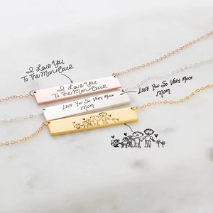 Collier barre personnalisé gravé <span class=keywords><strong>avec</strong></span> <span class=keywords><strong>dessin</strong></span> de bébé et lettre, en acier inoxydable plaqué or 18 carats, pendentif tendance pour hommes et femmes - Product Image 4