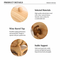 Baril à vin en pin avec robinet et support, baril décoratif en pin massif pour whisky et bière, décoration de bar à domicile