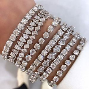 Pulsera de tenis de plata de ley 925 con circonitas cúbicas 5A, chapada en oro de 18k y rodio, brillante y de moda 2024 para mujer - Product Image 2