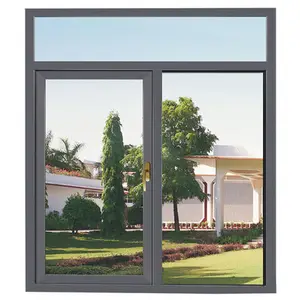 Gambar Tiga Glazed Jendela Panggangan Desain Gambar Tetap Aluminium Jendela Gambar dengan Jendela Samping untuk Rumah