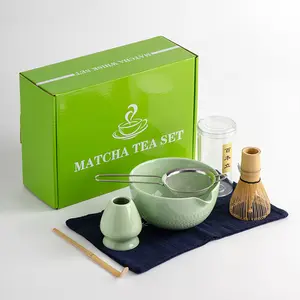 Japanisches Matcha-Tee-Set Matcha-Schneebesen Matcha-Schüssel Keramik-Schneebesenhalter handgefertigter Zeremonie-Set