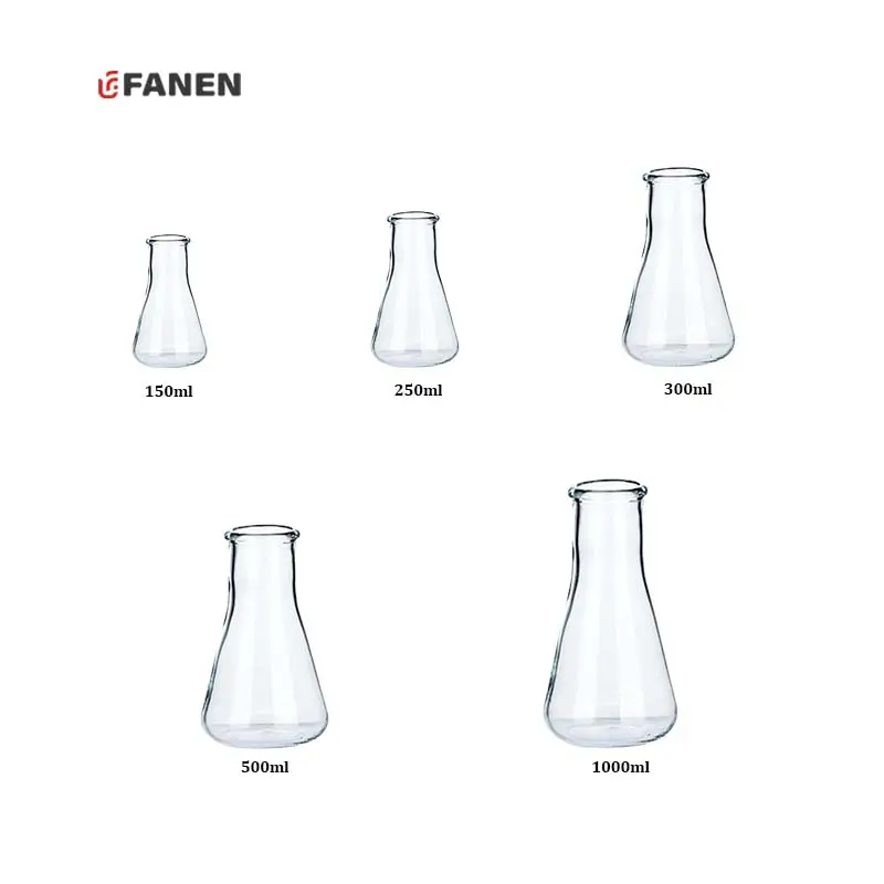 Fanen Bán Buôn 1000Ml Phòng Thí Nghiệm Trong Suốt Tam Giác Shaker Flask Tốt Nghiệp Borosilicate Chịu Nhiệt Độ Cao Hóa Học Bình